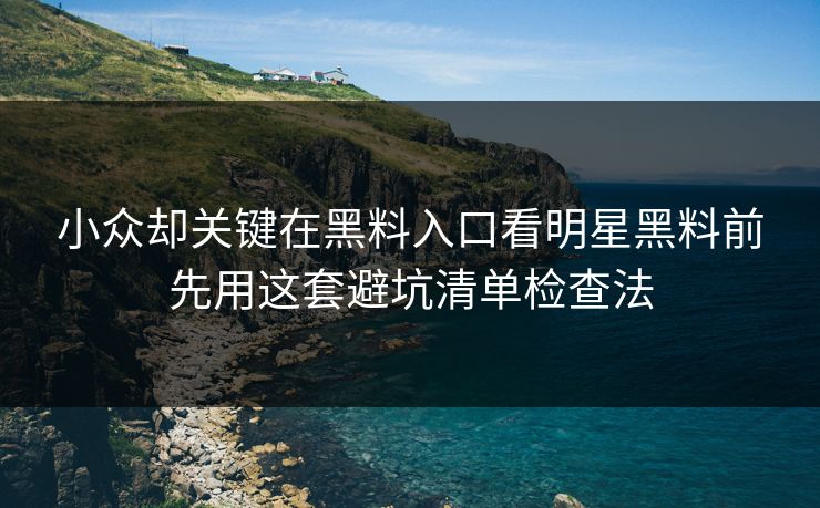 小众却关键在黑料入口看明星黑料前先用这套避坑清单检查法